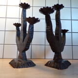 Pair of brutalist candlesticks
