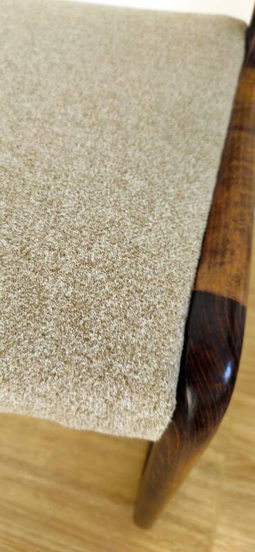 Set of 4 vintage Baumann "Sled" chairs in bent wood.