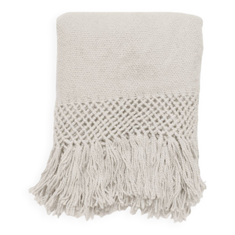 Hand-woven blanket 100% pure white llama wool