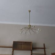 Elliptical brass and glass 10-arm chandelier, 1950s