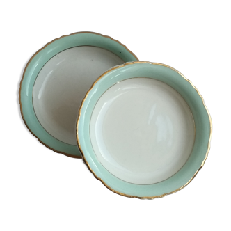 2 cups in earthenware Mint & gold-Terre de fer Orchies twentieth