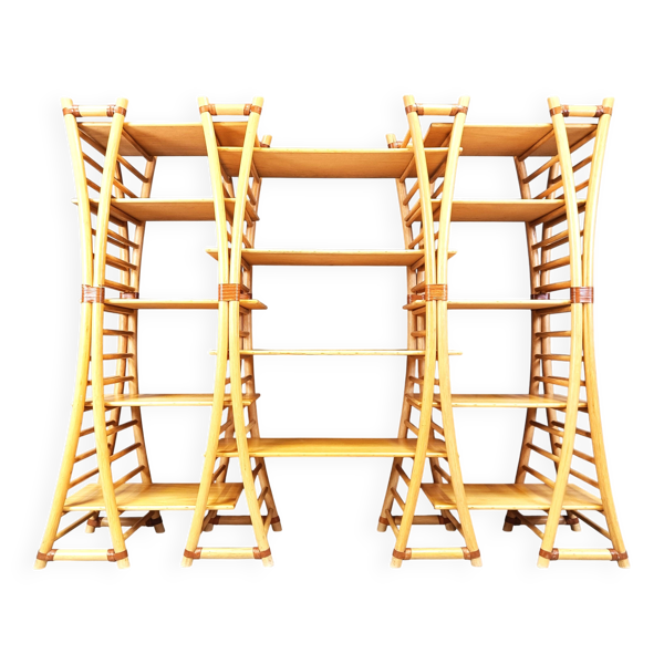 Étagère murale en bambou vintage, années 1970