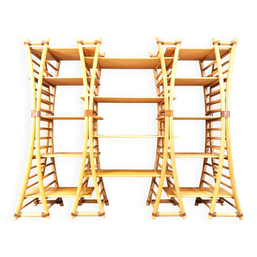Étagère murale en bambou vintage, années 1970