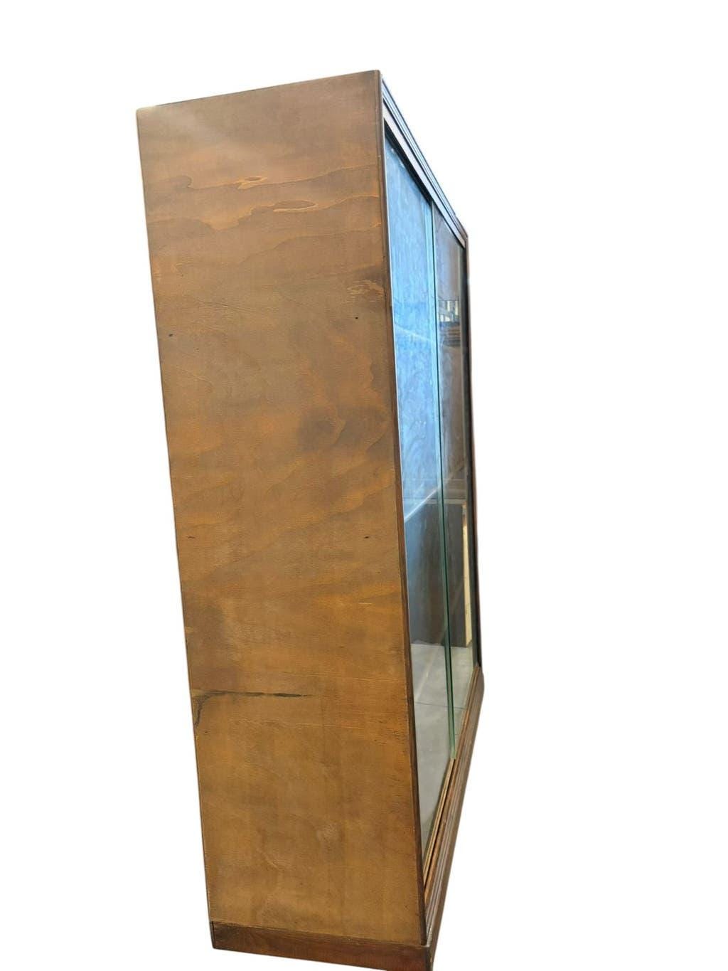Vintage wooden display shelf/bookcase, shallow.