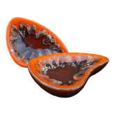 Paire de plats vintage français en faïence de Vallauris à glaçure orange