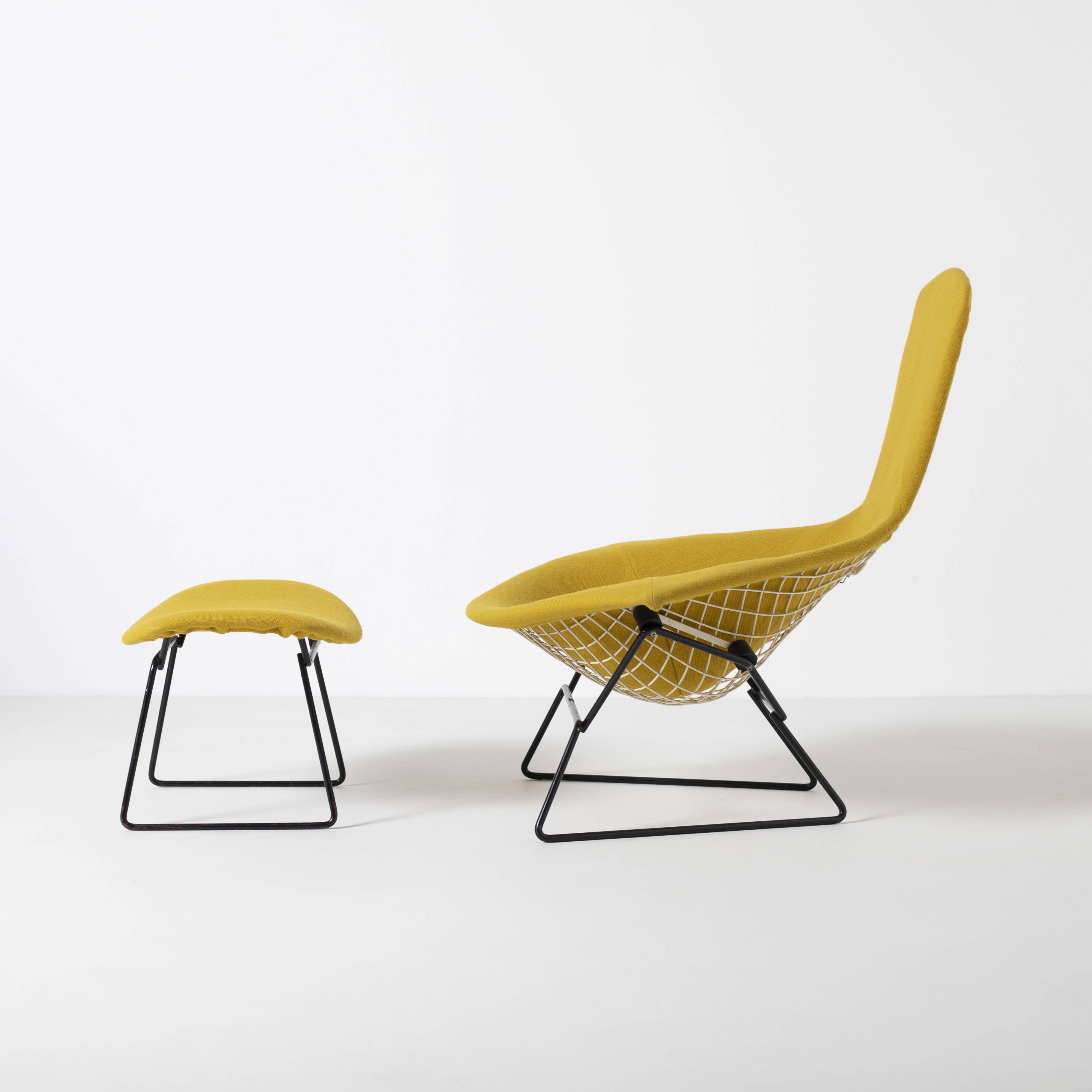 Vintage Harry Bertoia Bird lounge chair and ottoman, Knoll, circa 1960s, re