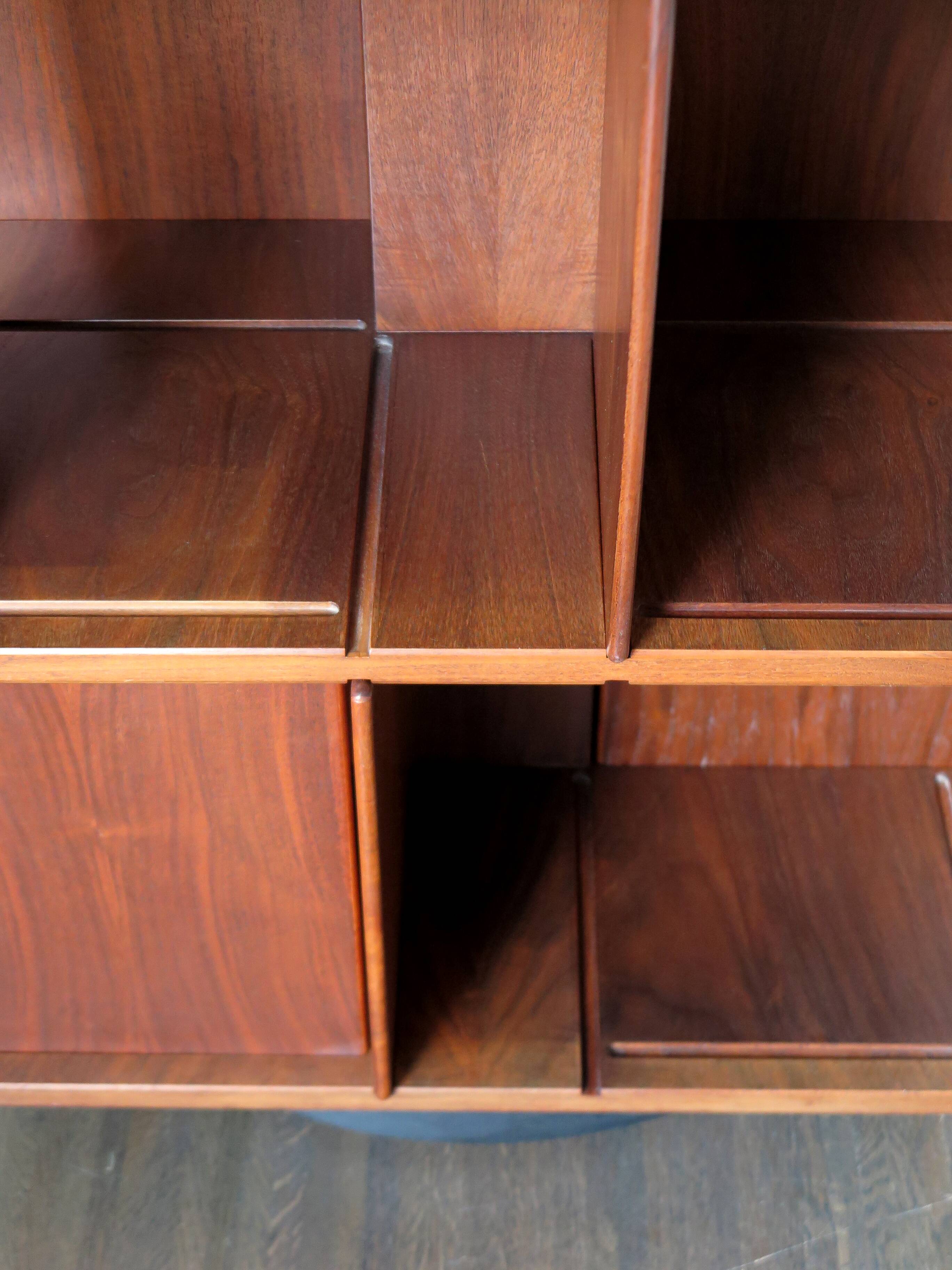 Gianfranco Frattini for Bernini italian wood leather swivel bookcase 1960s