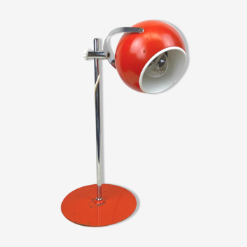1960 - Italian orange eyeball desk lamp - adjustable globe