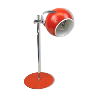 1960 - Italian orange eyeball desk lamp - adjustable globe