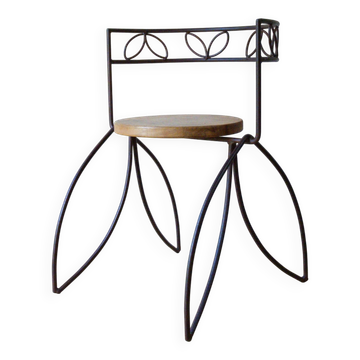 Fauteuil en fer forgé et bois, François Liguori, Studio Pescatore