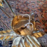 Large floral wall light in brass and gilded metal, Willy Daro, 1970.