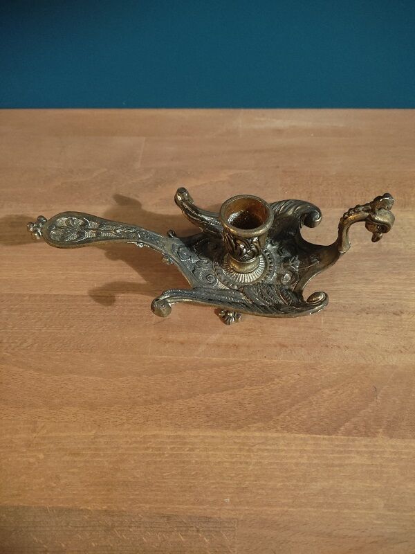 Candle holder bird Peacock wings brass bronze gilded Dpc 0123110