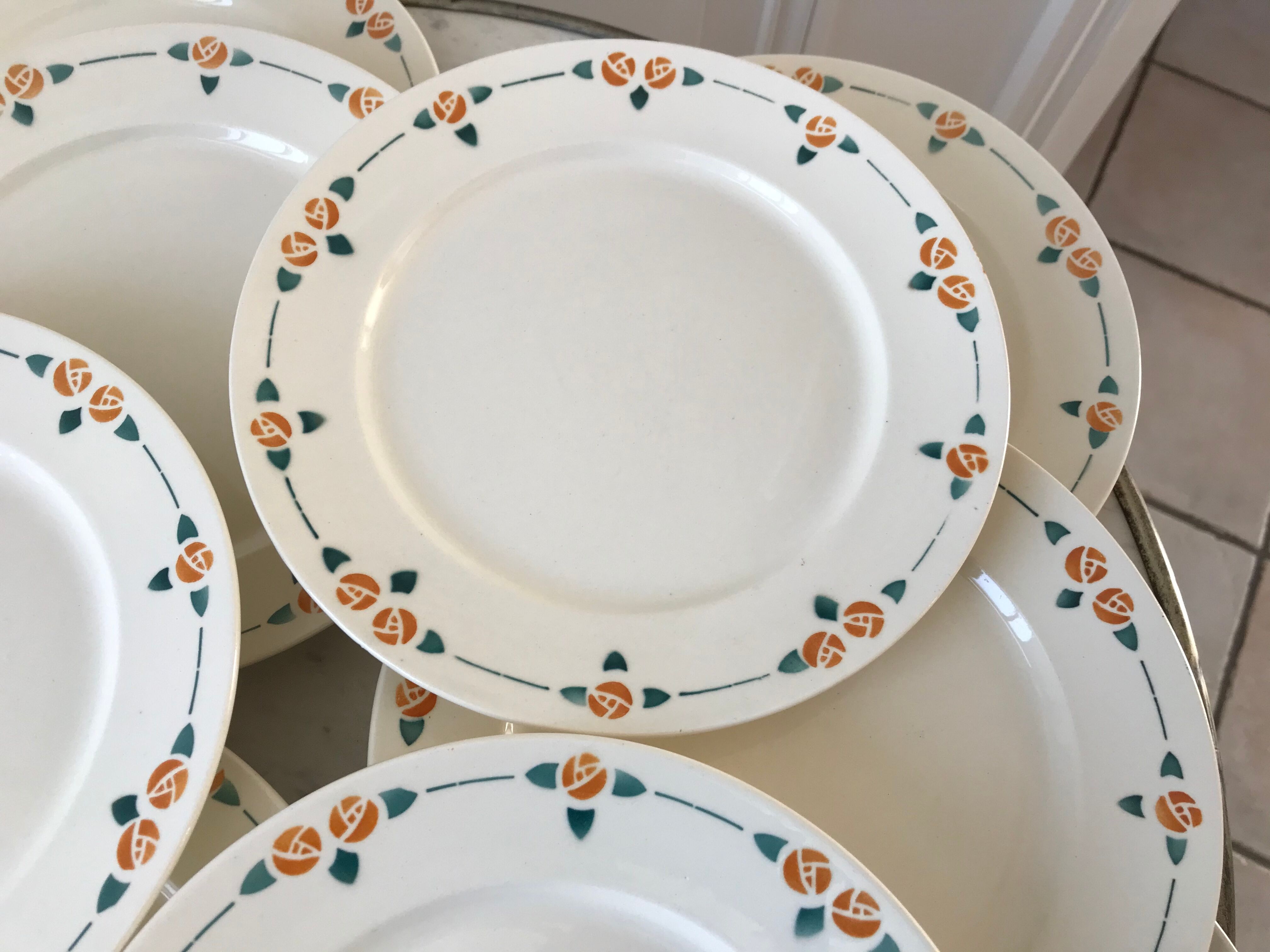 Set of 11 dessert plates Badonviller 30s