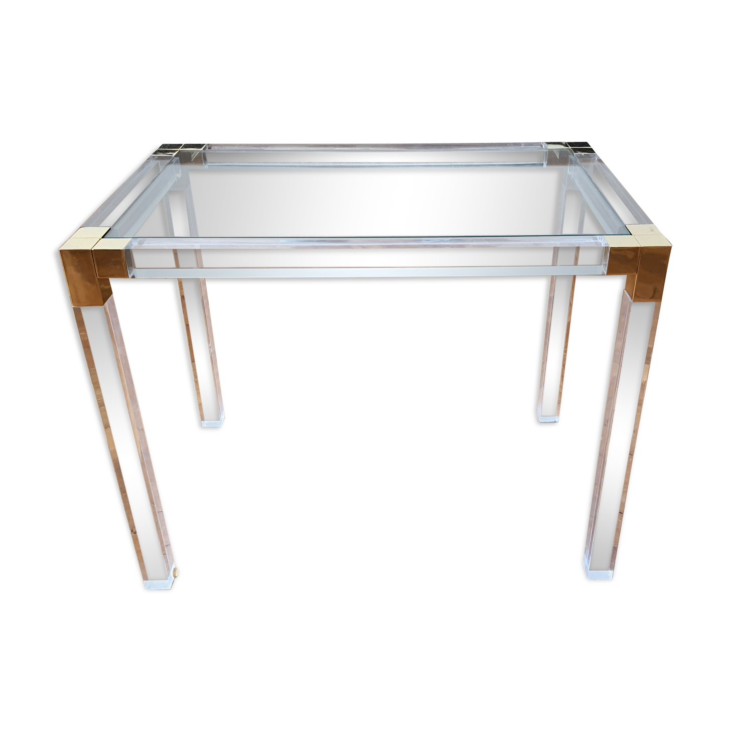 Side table in plexiglass and glass