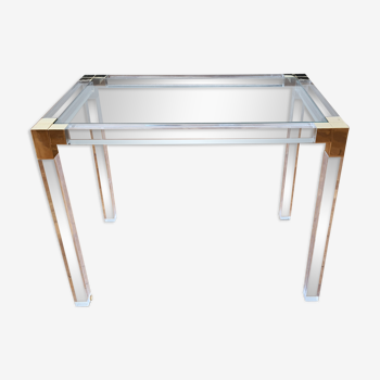 Side table in plexiglass and glass