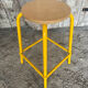 Vintage Industrial Stool DPC Yellow Metal Tube + Wooden Seat