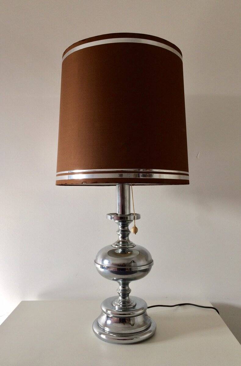 Large Mid-Century Italian Chrome Table Lamp, 1960s