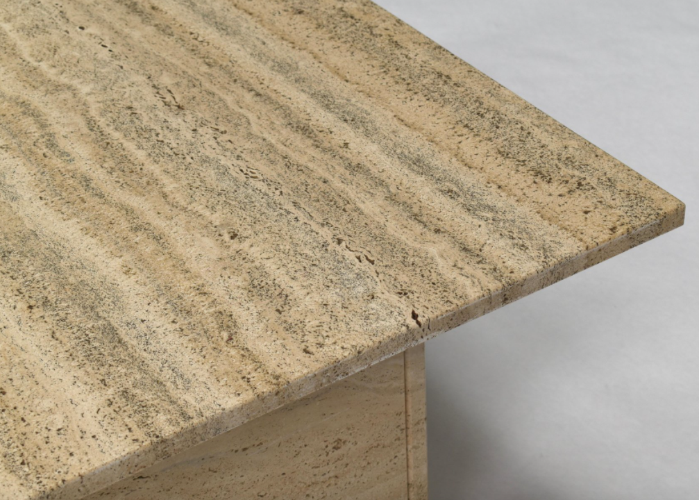 Square travertine coffee table, Italy 1970
