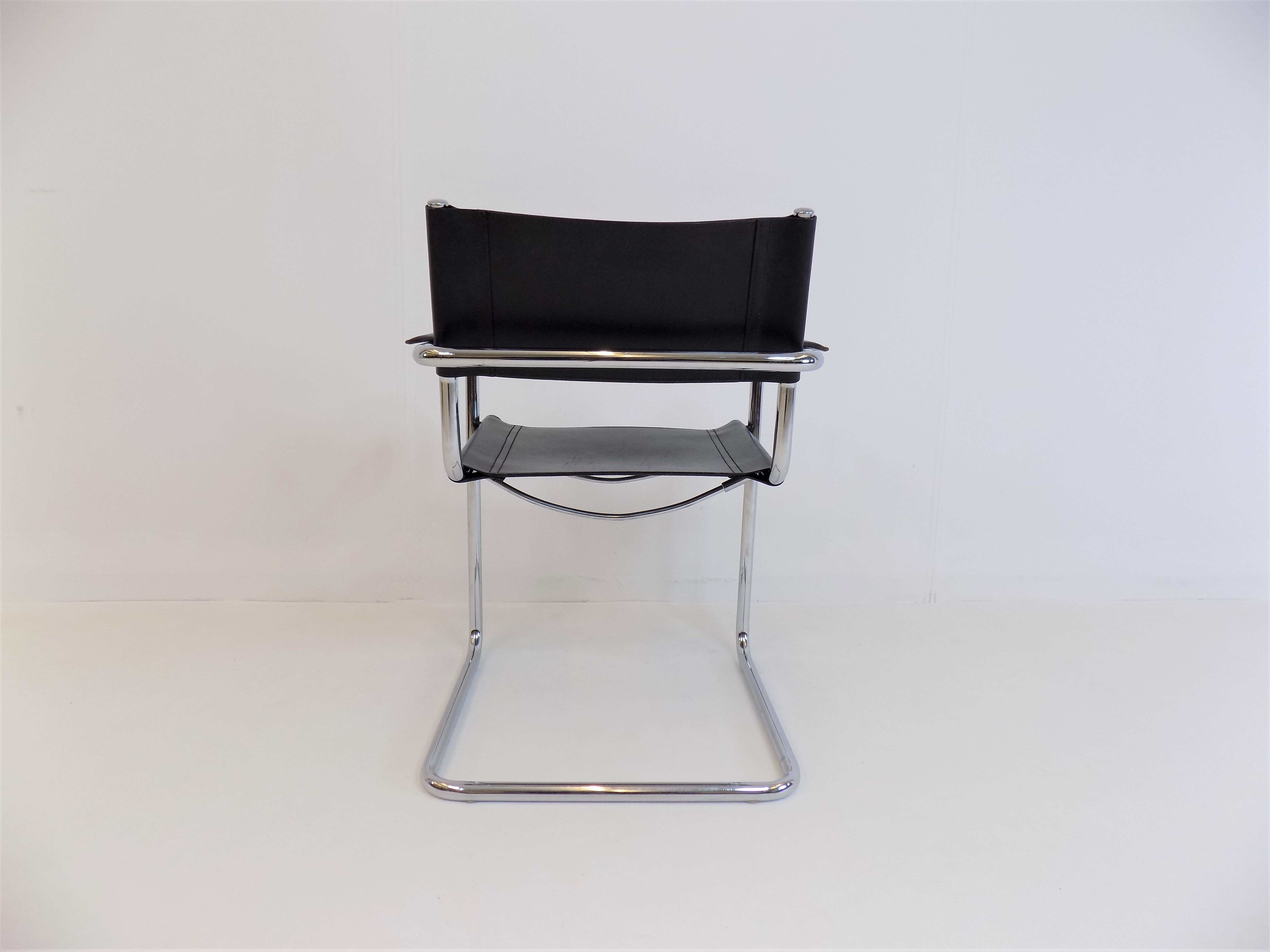 Set of 6 leather cantilever chairs