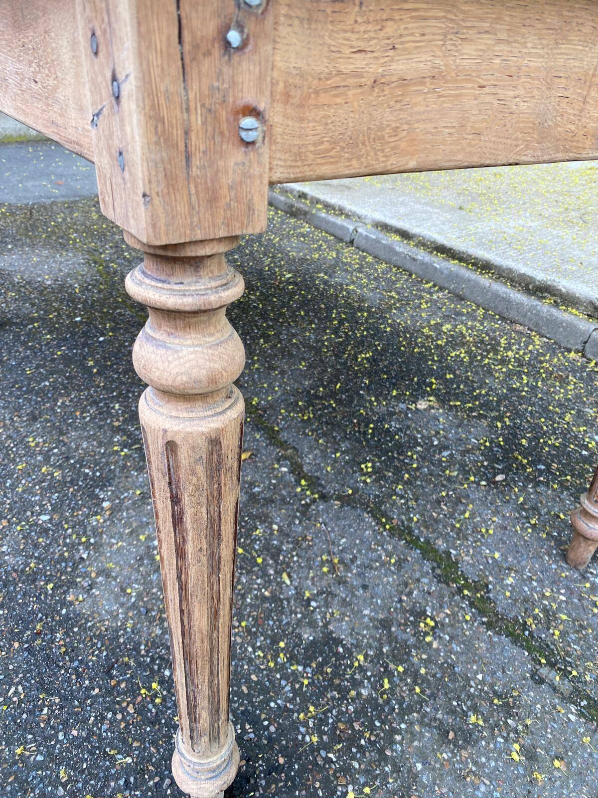 19th-century Louis XVI solid oak farmhouse table, 140cm.