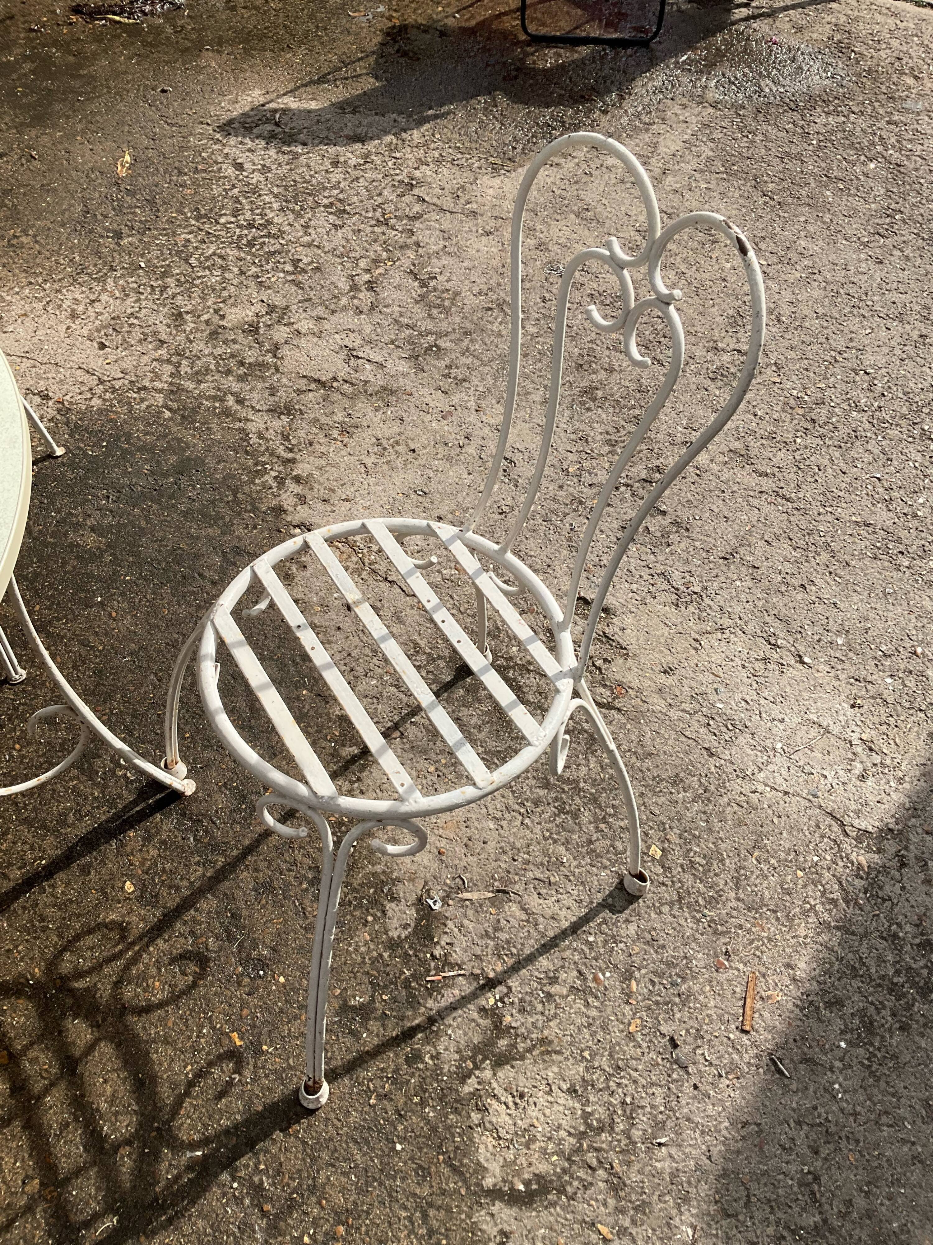 Garden furniture wrought iron 50s germany white and formica
