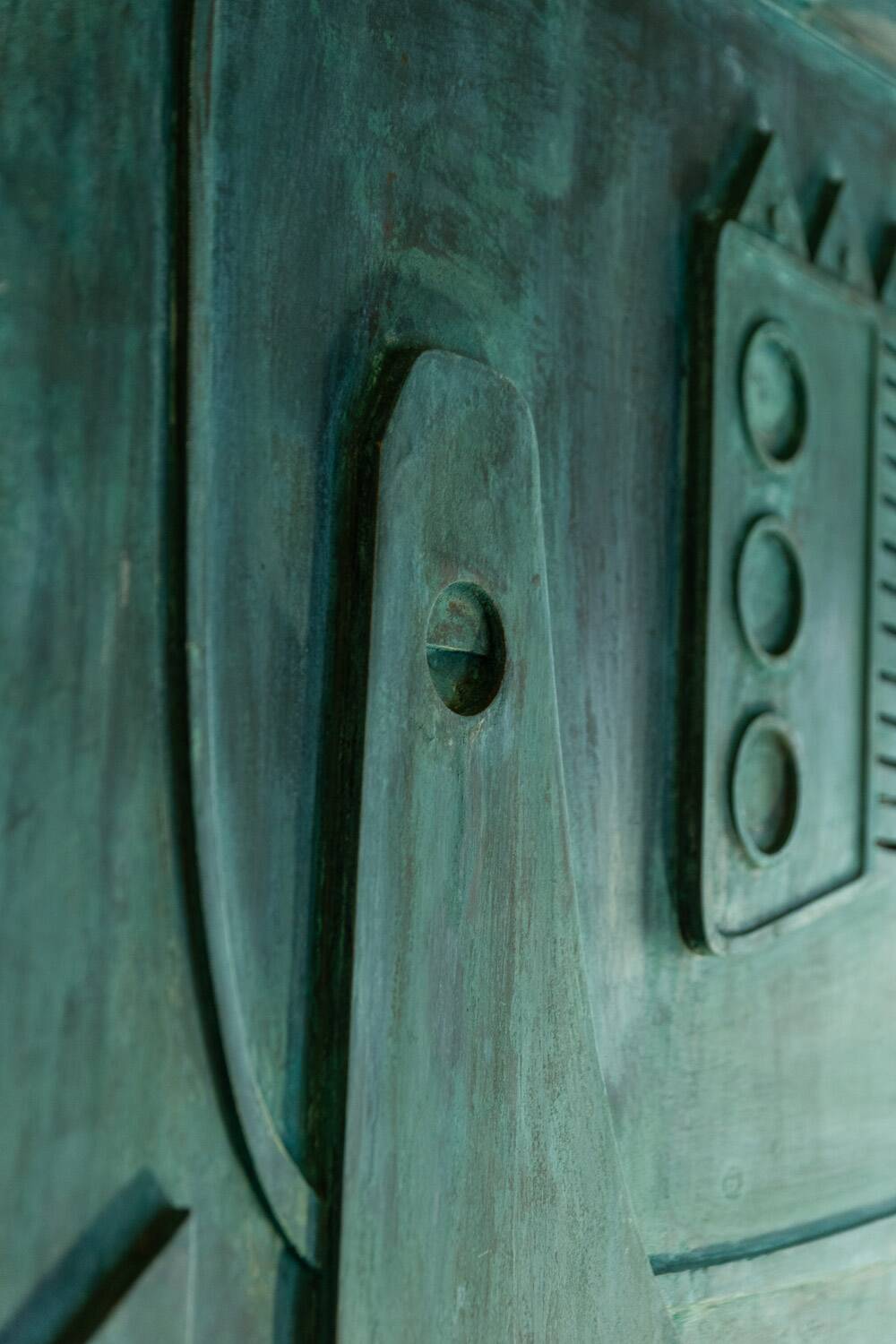 Victory of Segonzac. Sculpted and copper triptych panel. Contemporary.