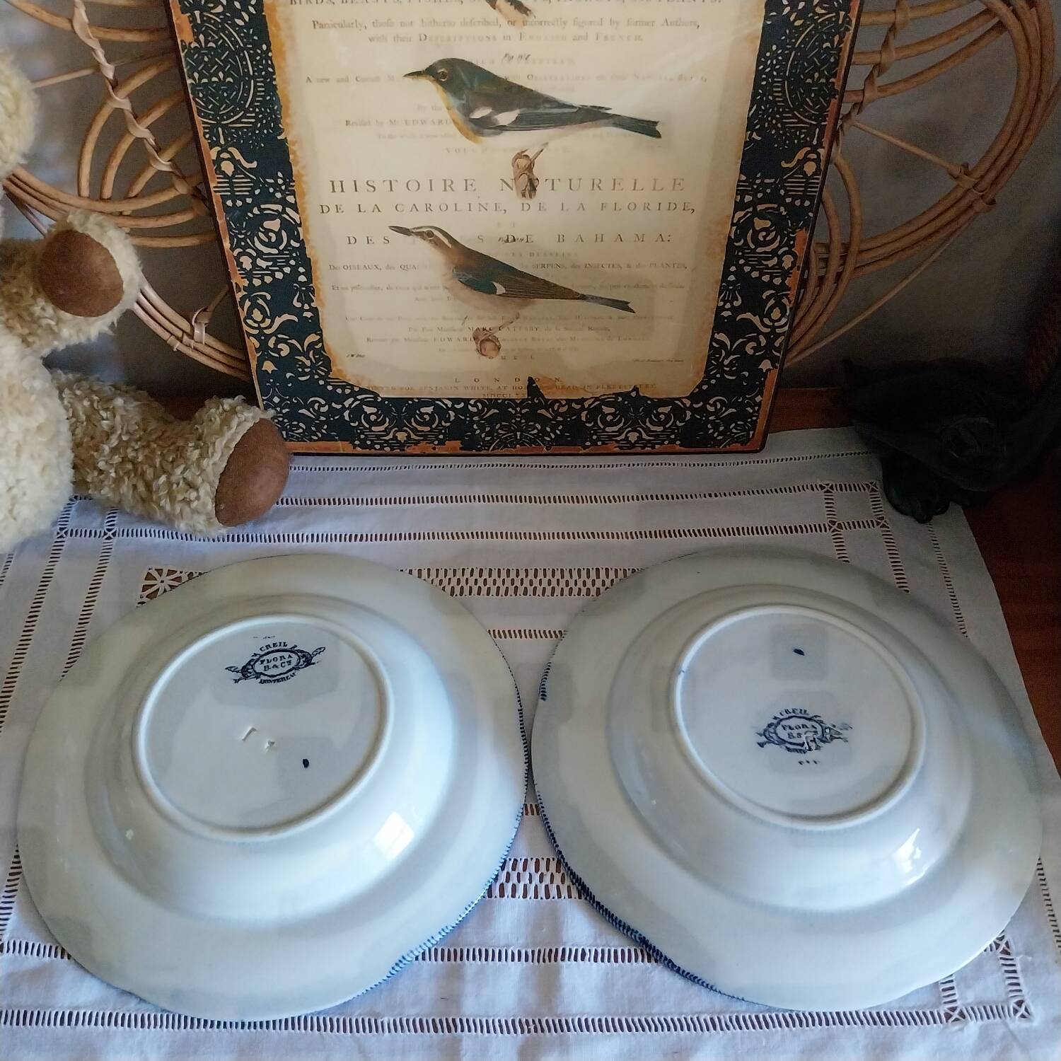 Creil&Montereau Art Nouveau soup plates, Flora model