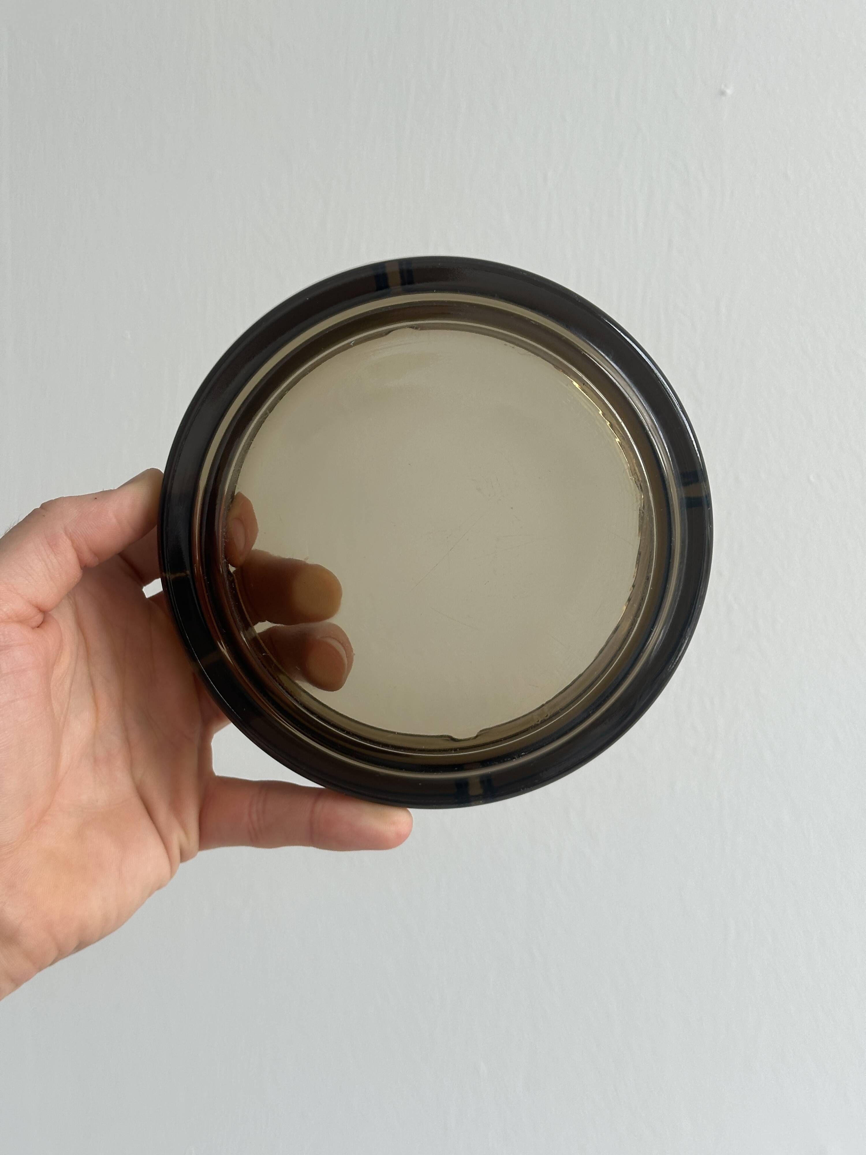 Thick smoked glass ashtray