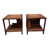 Set of two rattan bedside tables