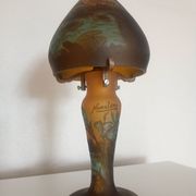 Homelamp "champignon" Polychrome glass, lake-themed decoration, dragonfly