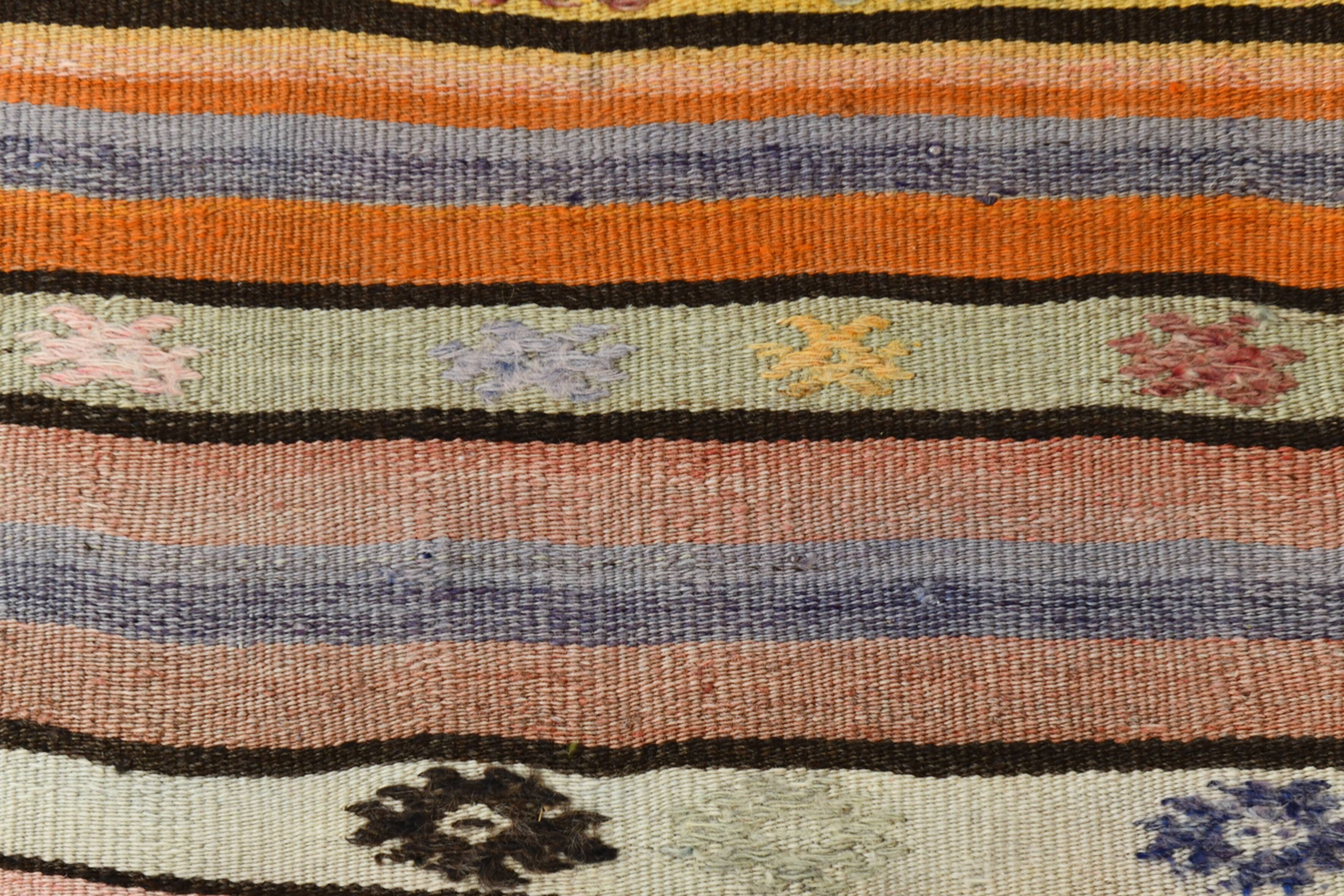 Kilim Vintage Anatolien Rayé – Tons Pastel Multicolores, Style Bohème