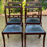 4 Louis Philippe walnut and blue velvet chairs