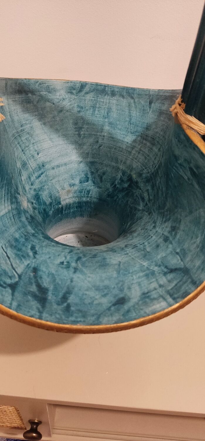 Vintage turquoise decorative vase – Mediterranean artisanal earthenware