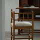 Antique French corner chair handcrafted with lamb's wool, early 20th century.