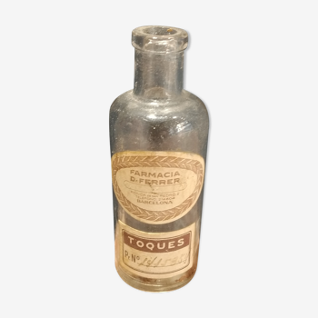 Pharmacy bottle, original label: "pharmacia dr Ferrer barcelona".