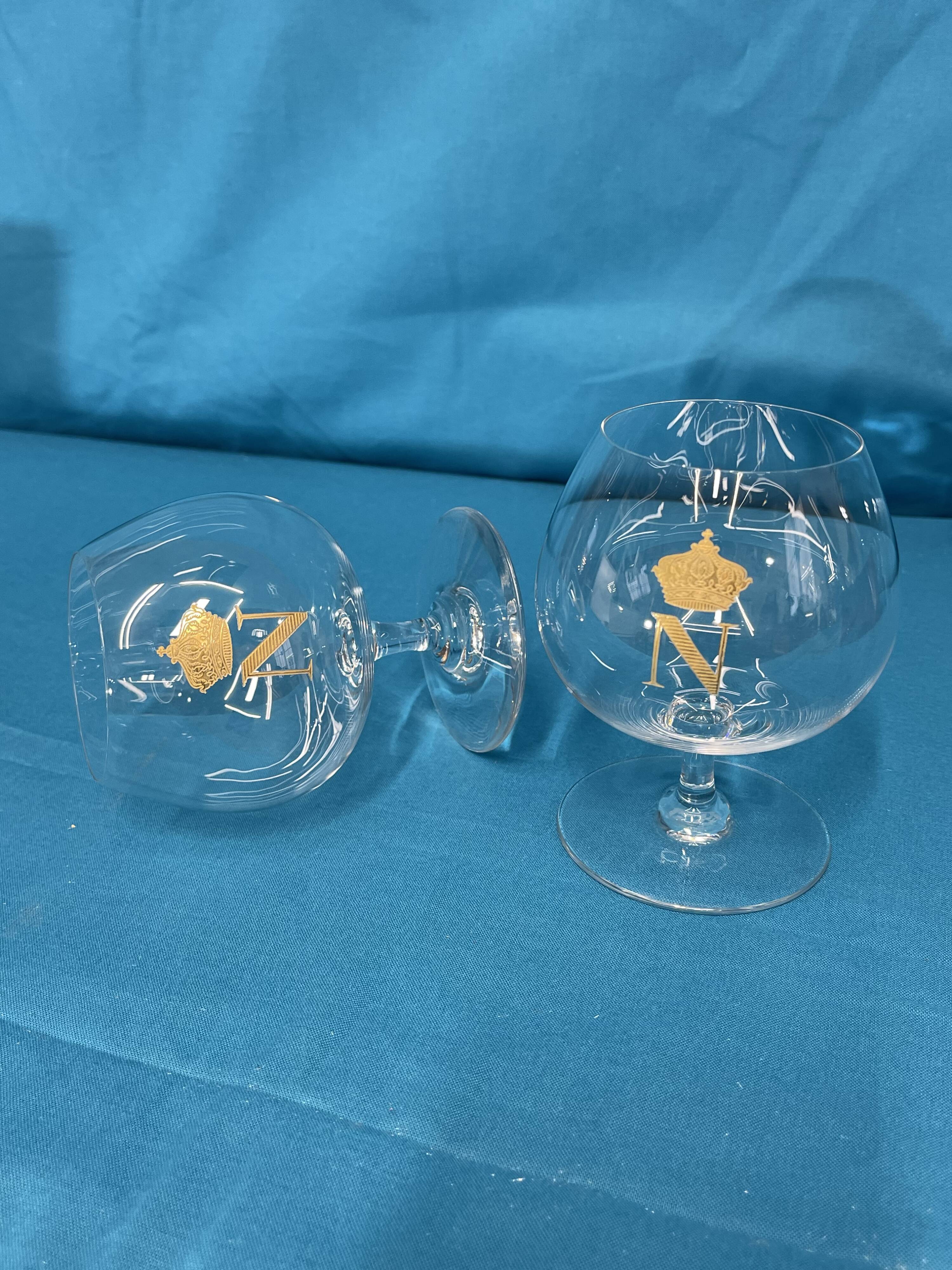 2 Napoleon baccarat glasses, original box
