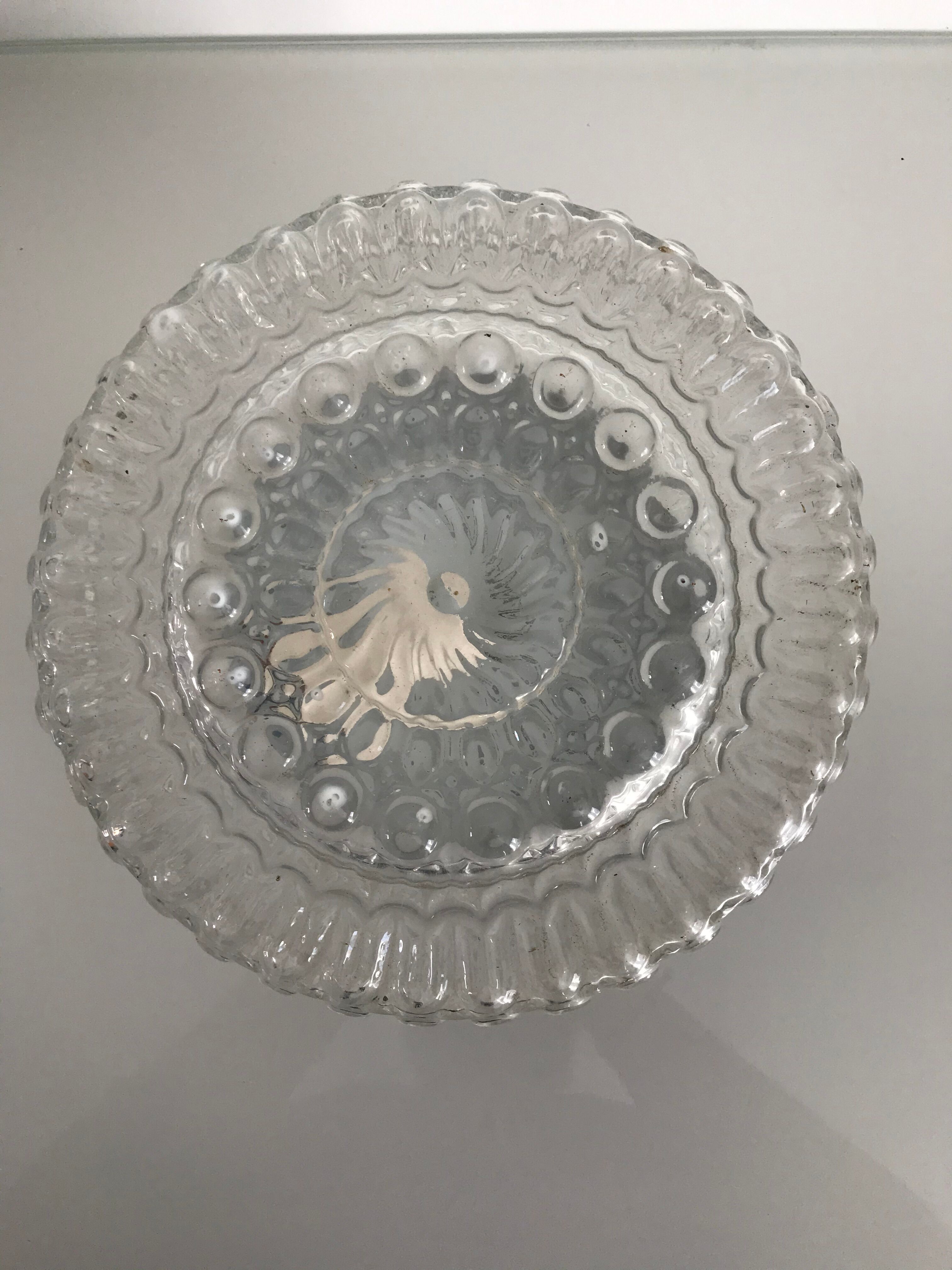 Round cast glass ceiling light