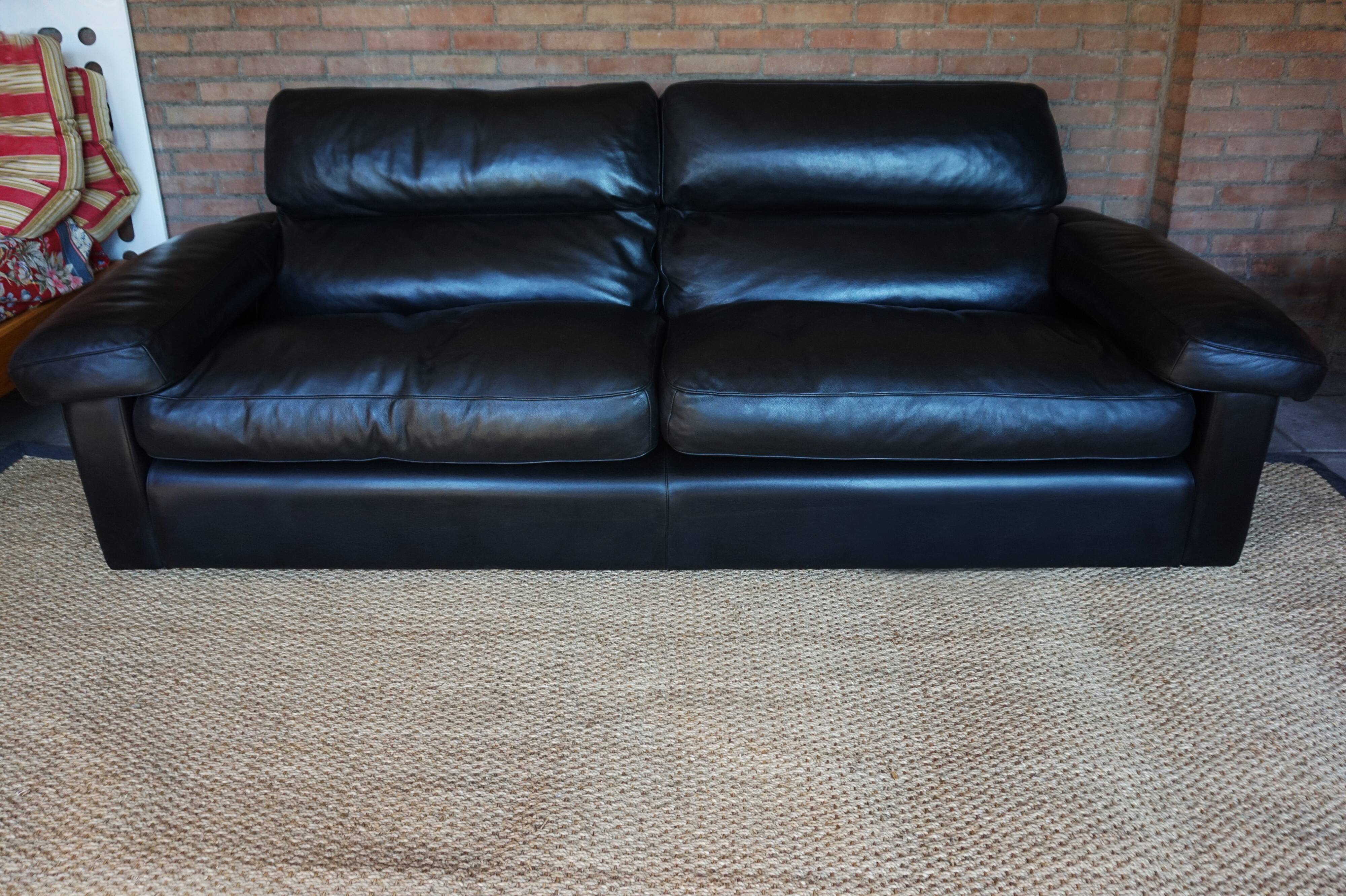 Black Leather Sofa by Tito Agnoli for Poltrona Frau, Italy, 1980s