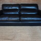 Black Leather Sofa by Tito Agnoli for Poltrona Frau, Italy, 1980s