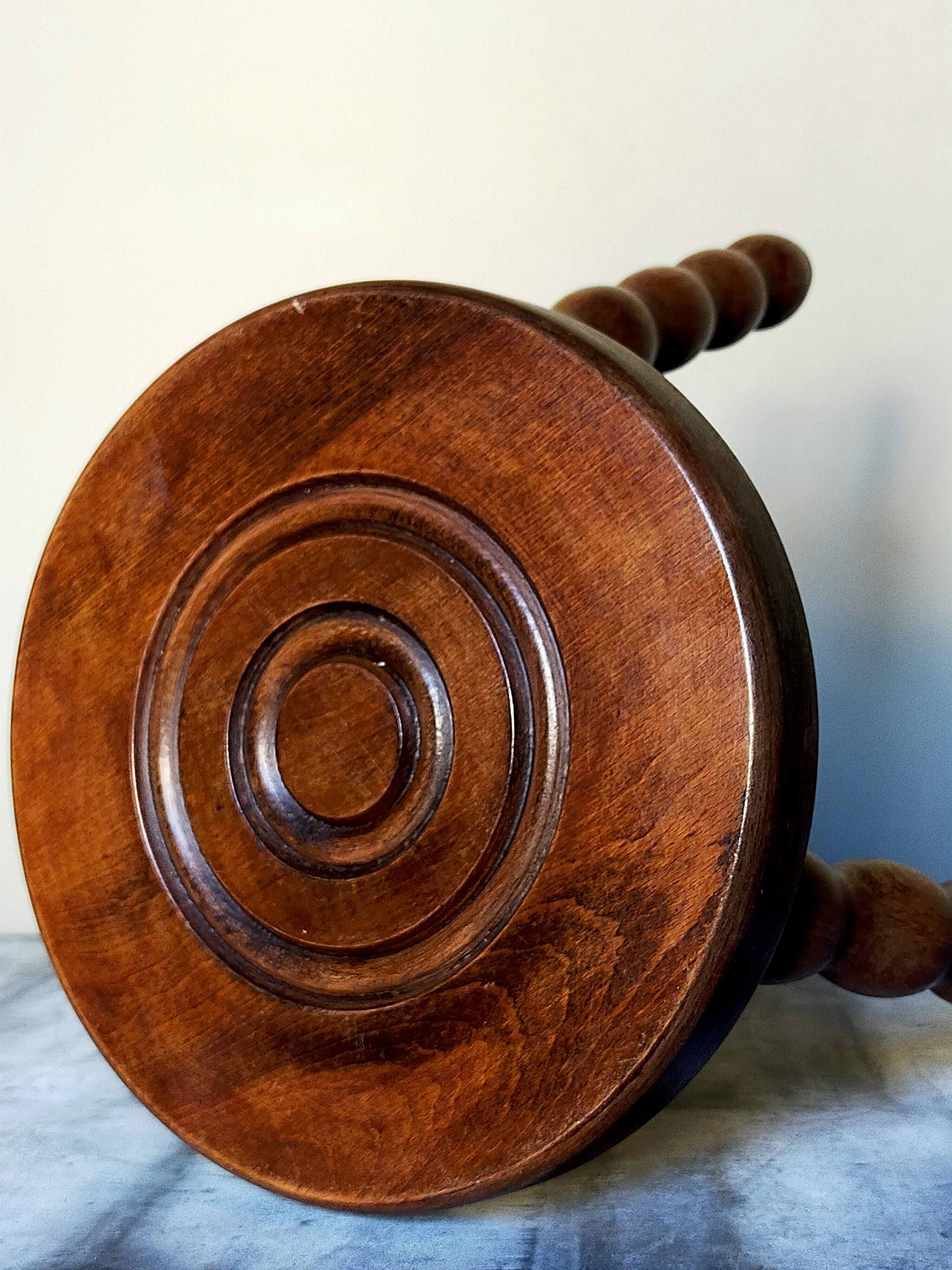 Vintage solid-turned wood tripod tripod