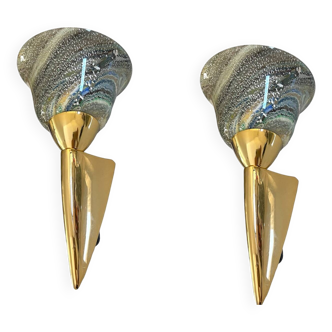 Venetian Art Murano Glass Sconces Set of 2