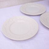3 white dessert plates Creil et Montereau