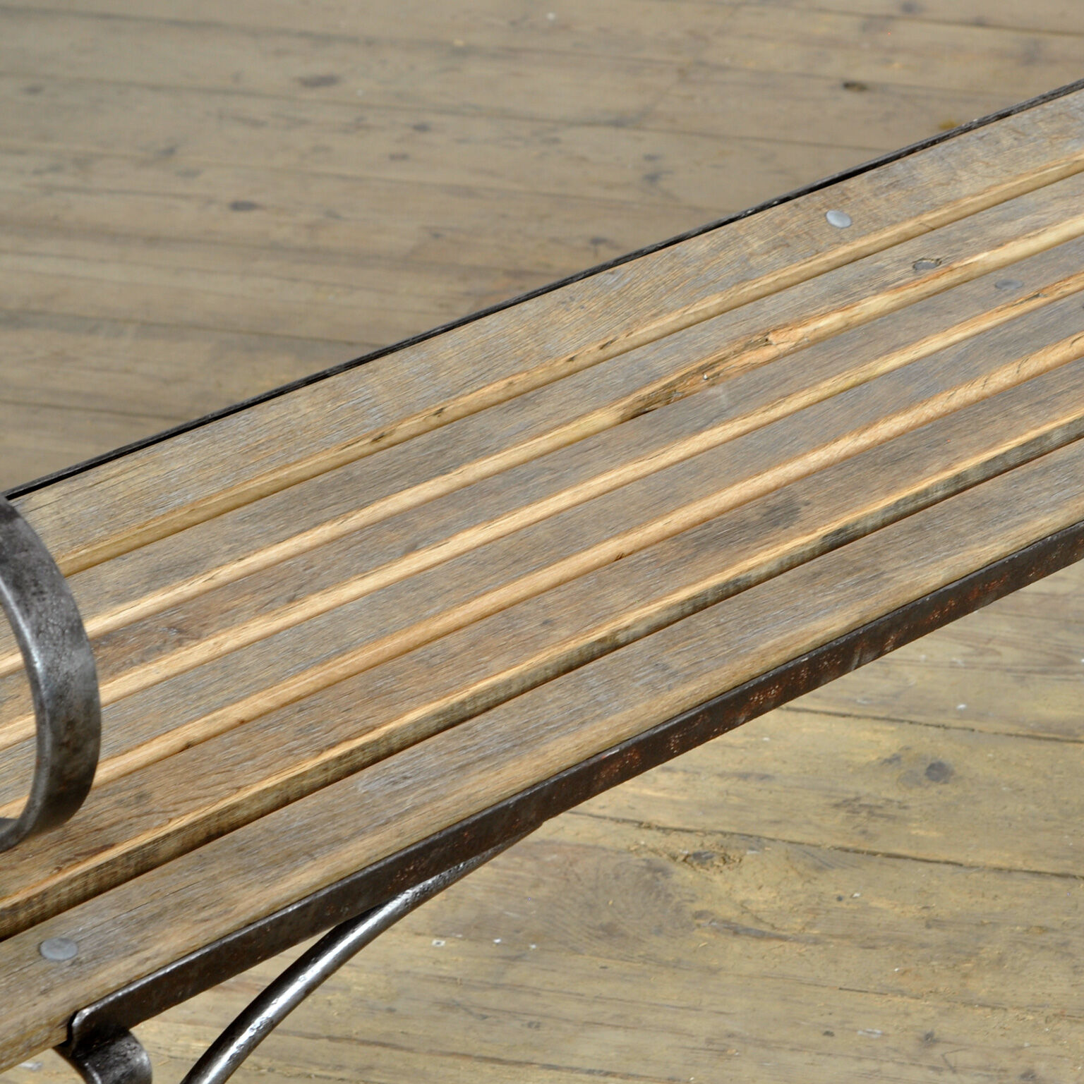 Riveted iron park bench 1920s