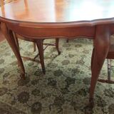 Extendable table and 4 straw chairs, cherry wood