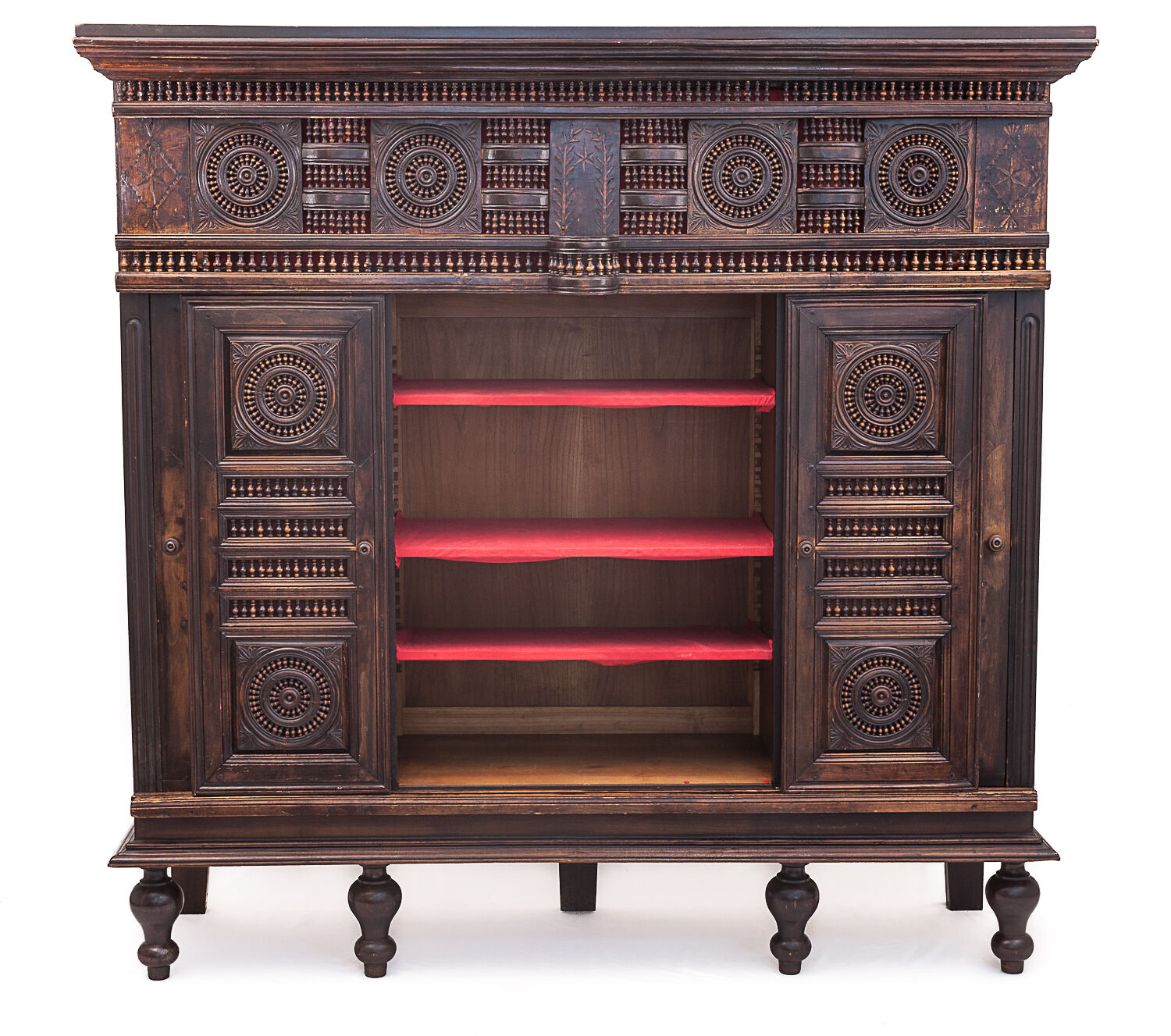 Vintage neo-breton sideboard in solid oak, 1880