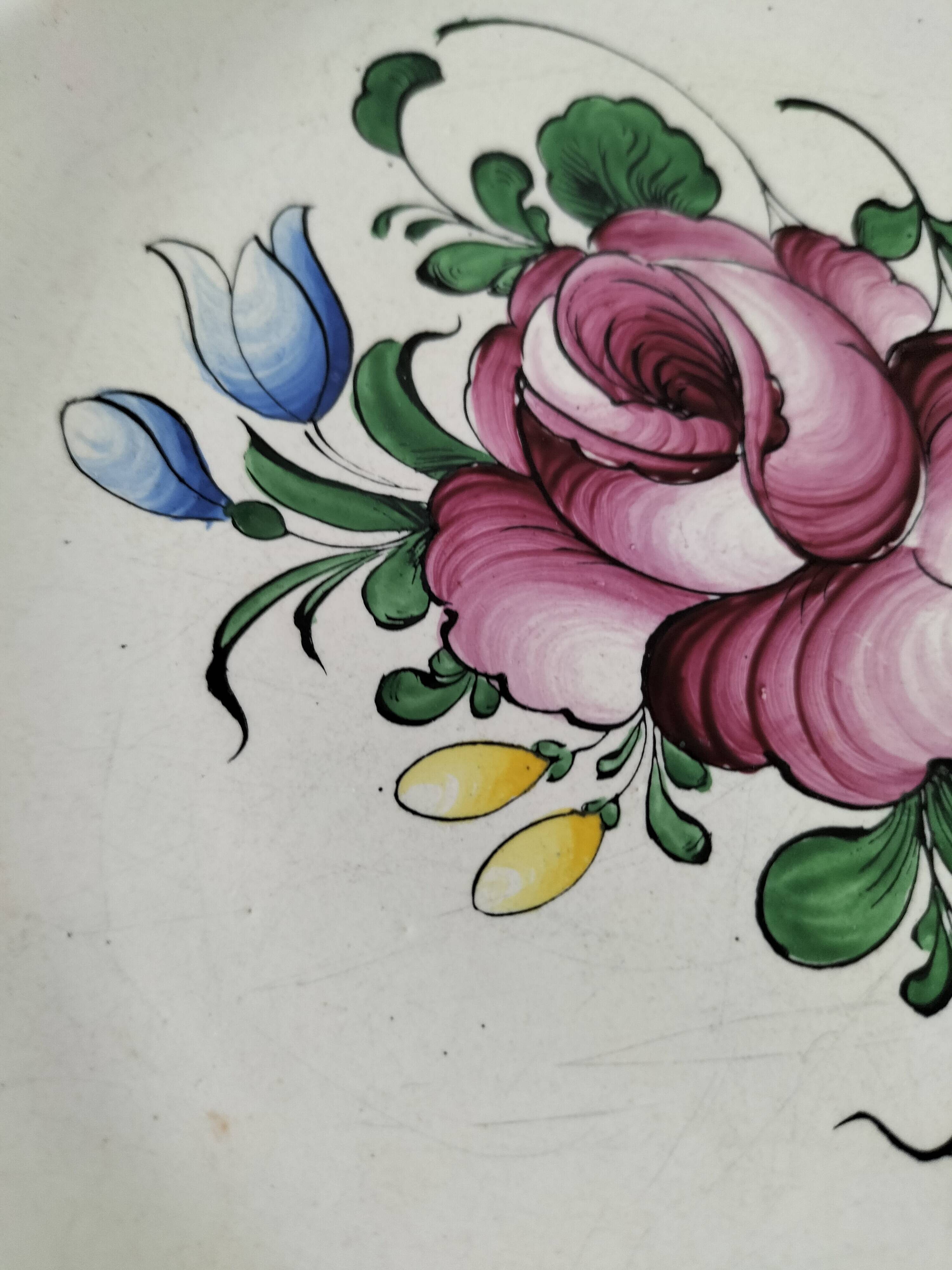 Trio of antique hand-painted plates