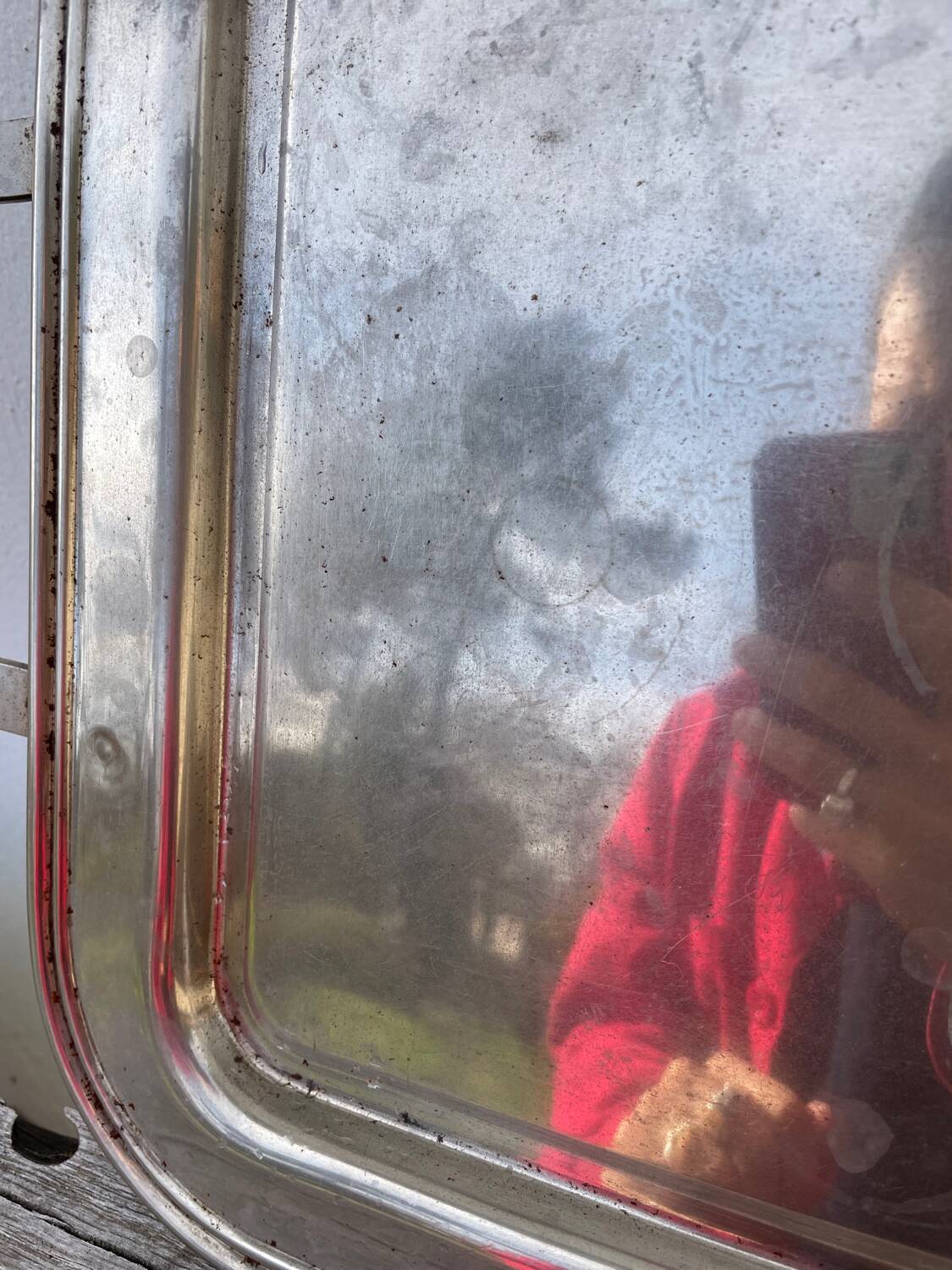 Rectangular silver metal tray