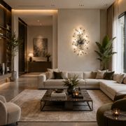 Large Size Gold and Transparent Murano Glass Wall light or Ceiling Light Fl