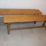 2 light oak benches