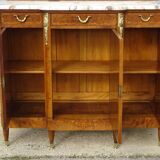 Louis XVI style walnut burl buffet with gilt bronze mounts